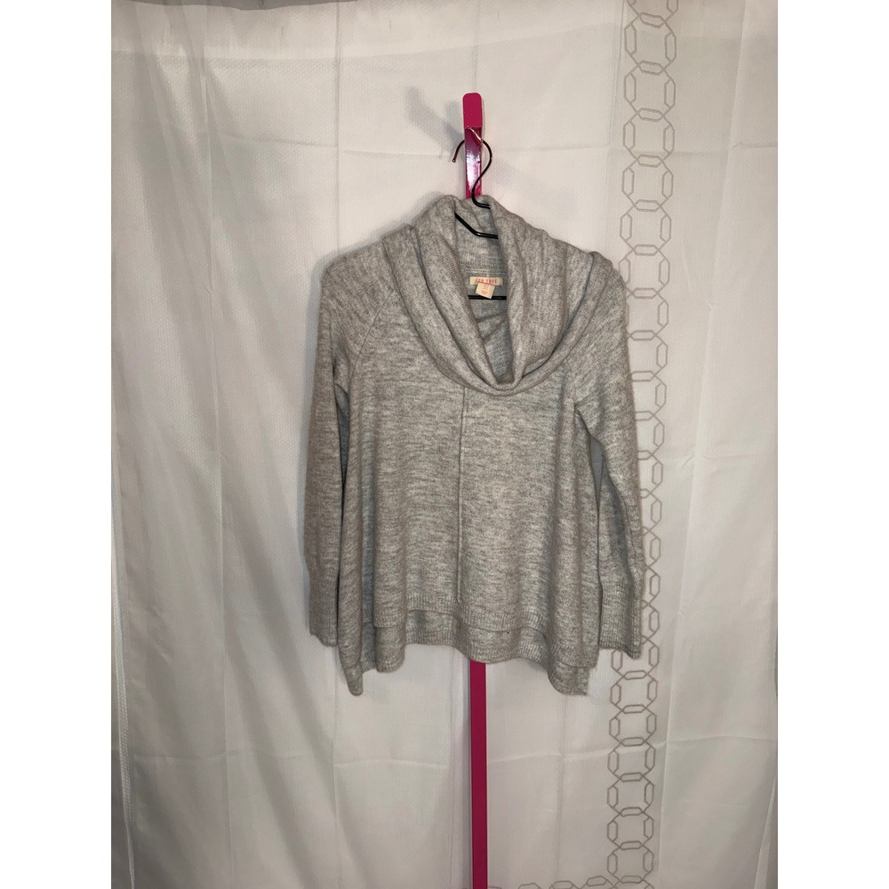 FOR THEE Cowl Neck Sweater Light Gray Marled Knit Pullover Top Women's Size S